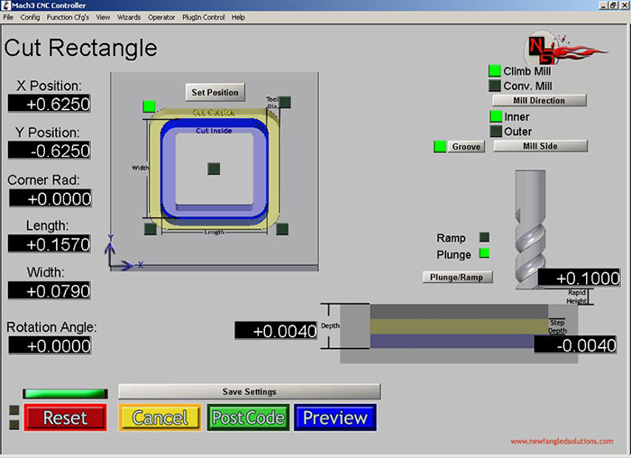 Cut Rectangle Mach3 Add-ons