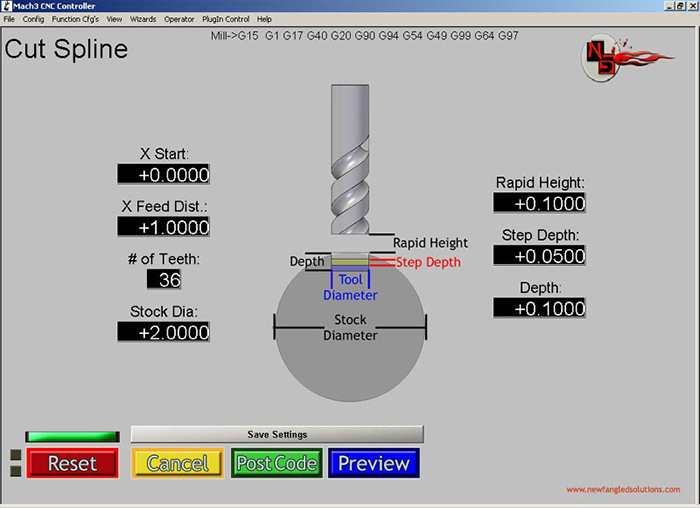 Cut Spline Mach3 Add-ons