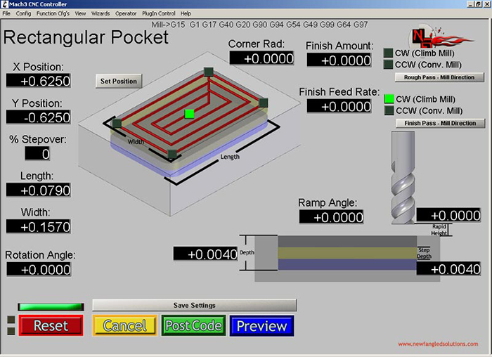 Rectangular Pocket Mach3 Add-ons